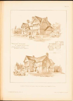 Landhaus, Stanmore: Perspektivische Ansichten (aus: Architekt. Rundschau, hrsg.v. Eisenlohr & Weigle, 1894)