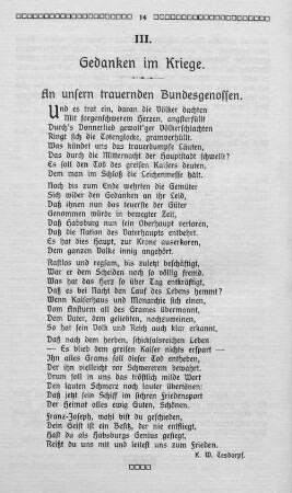 III. Gedanken im Kriege.