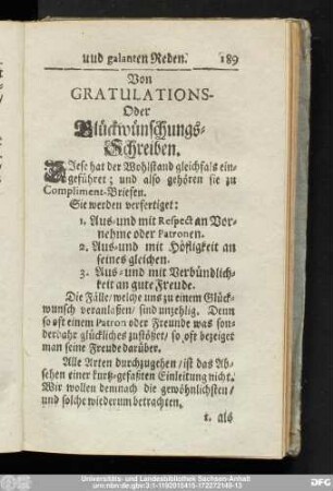 Von Gratulations- Oder Glückwünschungs-Schreiben.