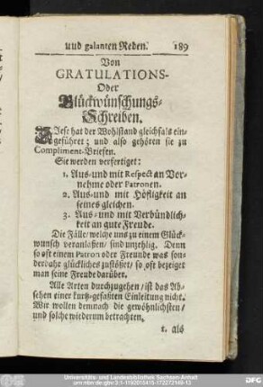 Von Gratulations- Oder Glückwünschungs-Schreiben.