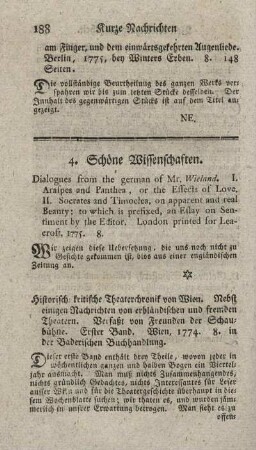 Historisch-kritische Theaterchronik von Wien nebst einigen Nachrichten von erbländischen und fremden Theatern. Bd.1.