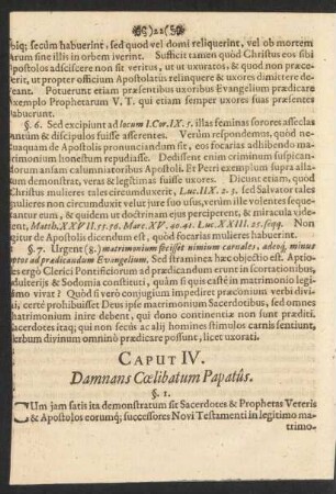 Caput IV. Damnans Coelibatum Papatus.