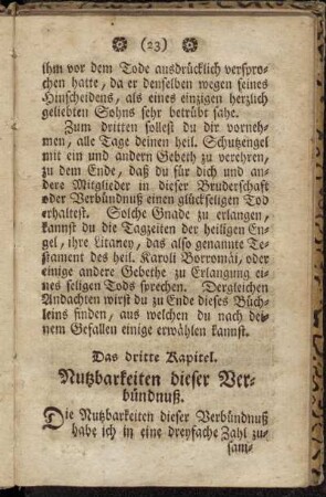 Das dritte Kapitel. Nutzbarkeiten dieser Verbündnuß.