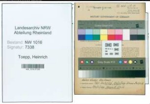 Entnazifizierung Heinrich Toepp , geb. 15.07.1903 (Kaufmann)