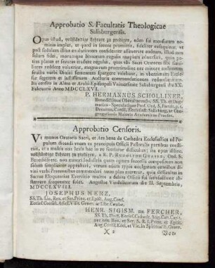 Approbatio S. Facultatis Theologicae Salisburgensis. - Approbatio Censoris.