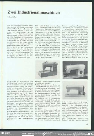 Zwei Industrienähmaschinen : Innovation und Design