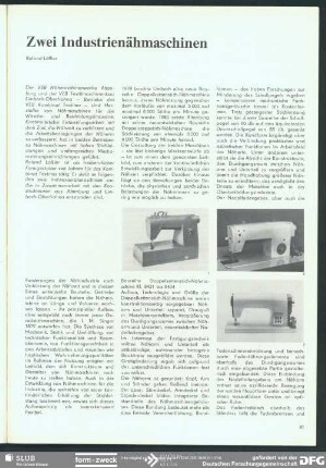 Zwei Industrienähmaschinen : Innovation und Design