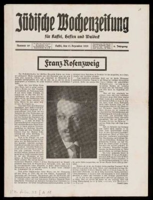 6. jahrgang, Nummer 49, 13. Dezember 1929: Jüdische Wochenzeitung für Cassel, Hessen und Waldeck