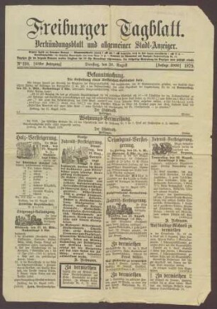 Ausgabe vom "Freiburger Tagblatt"