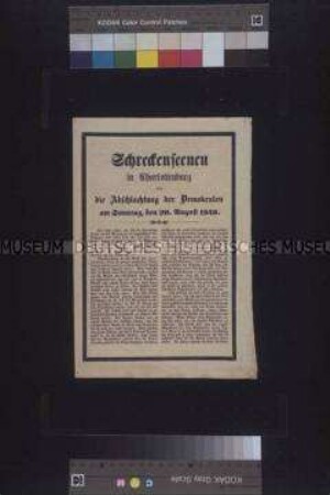 Satirische Flugschrift : Schreckenscenen in Charlottenburg (Aujust Buddelmeyer); Berlin; undatiert