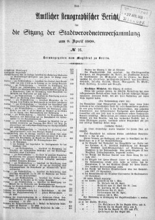 No. 16, 9. April 1908