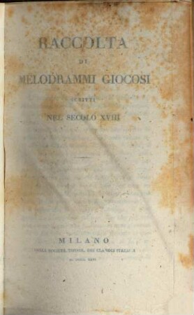 Raccolta di melodrammi giocosi scritti nel secolo XVIII