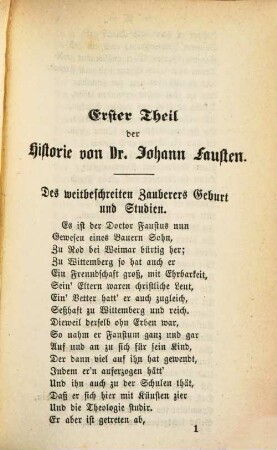 Die Geschichte vom Doctor Faust in Reimen : nach dem Unicum von 1587