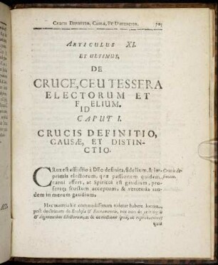 Articulus XI. Et Ultimus, De Cruce, Ceu Tessera Electorum Et Fidelium.