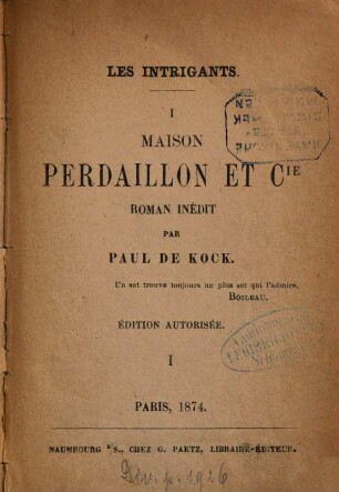 Les intrigants : roman inédit, 1,1