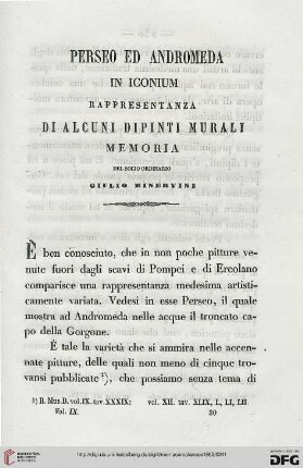 9: Perseo ed Andromeda in Iconium : rappresentanza di alcuni dipinti murali; memoria