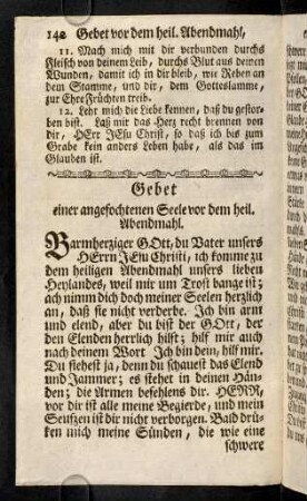 142-148, Gebet einer angefochtenen Seele vor dem heil. Abendmahl. Lied einer angefochtenen Seele vor dem Abendmahl.
