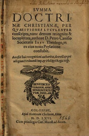 Svmma Doctrinae Christianae, Per Qvaestiones Lvcvlenter conscripta