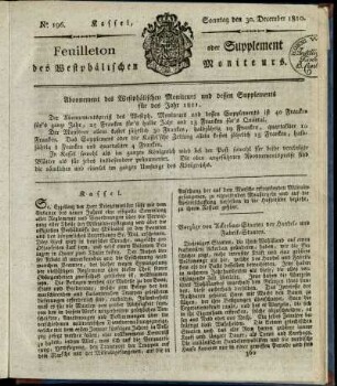 No. 196, Sonntag den 30. December 1810