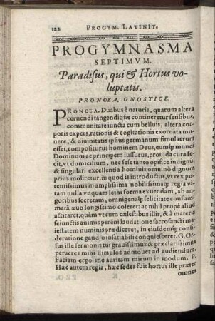 Progymnasma Septimum. Paradisus, qui & Hortus voluptatis.
