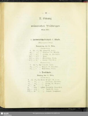 H. Ordnung der mündlichen Prüfungen