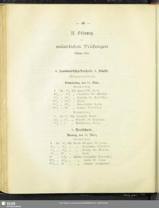 H. Ordnung der mündlichen Prüfungen
