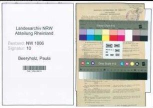 Entnazifizierung Paula Beeryholz , geb. 27.06.1885 (Putzmacherin)