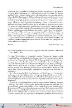 Ernst Wolfgang Becker: Theodor Heuss. Bürger im Zeitalter der Extreme, 2011