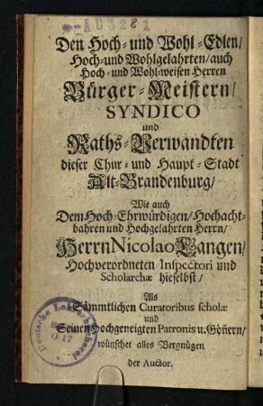 Den Hoch- und Wohl-Edlen ...