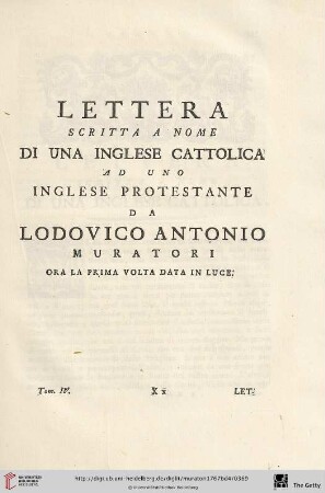 Lettera scritta a nome di una Inglese Cattolica ad uno Inglese Protestante