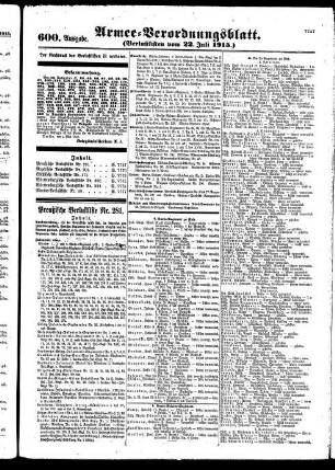 600. Ausgabe. Donnerstag, 22. Juli 1915