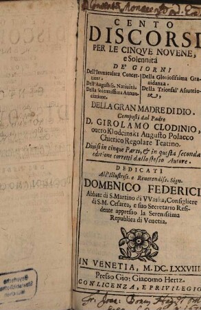 Cento Discorsi per le cinque novene