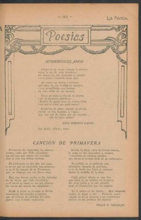 Poesías : Senderito de amor [y] Canción de primavera