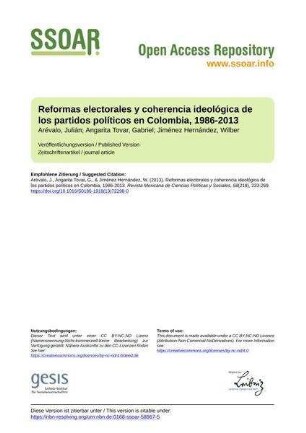 Reformas electorales y coherencia ideológica de los partidos políticos en Colombia, 1986-2013