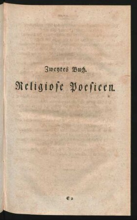 Zweytes Buch. Religiose Poesieen