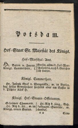 Hof-Staat Sr. Majestät des Königs