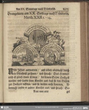 Evangelium am XX. Son[n]tage nach Trinitatis, Matth. XXII. 1. – 14.