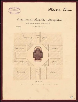 Friedhofskapelle für den neuen Friedhof, Greifswald: Lageplan 1:500