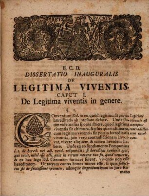 Dissertatio Inauguralis Juridica, De Legitima Viventis