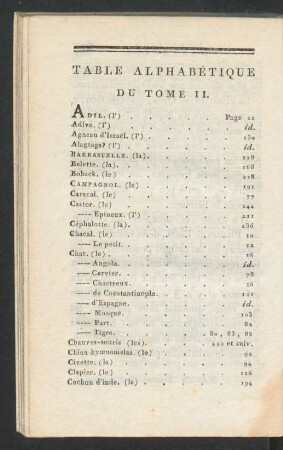 Table alphabétique du tome II.
