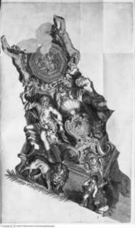 Aedes Barberinae ad Quirinalem. A Comite Hieronymo Tetio Perusino descriptae., Tafel [5]: Allegorie: Fortitudo (Salone, Detail aus dem Deckenfresko)