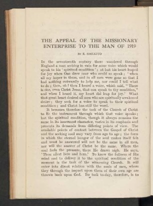 The appeal of the missionary enterprise to the man of 1919