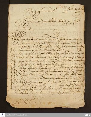 Brief von August Hermann Francke an Johann Daniel Herrnschmidt.