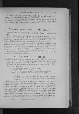 Versammlung zu Lübeck. - 1435 Mrz. 19.