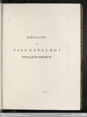 Explicatio Et Usus Catalogi Stellarum Fixarum