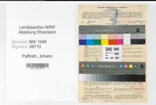 Entnazifizierung Johann Paffrath , geb. 14.08.1900 (Kaufmaennischer Angestellter)
