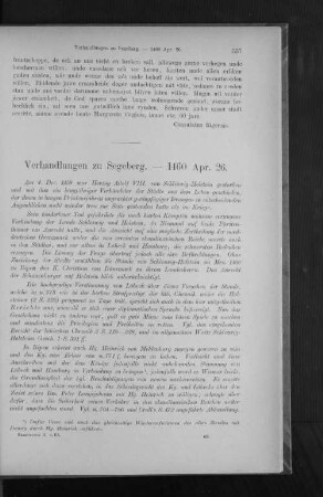 Verhandlungen zu Segeberg. - 1460 Apr. 26.