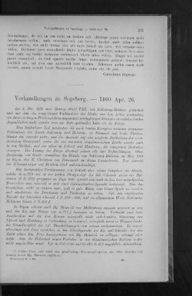 Verhandlungen zu Segeberg. - 1460 Apr. 26.