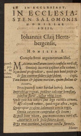 In Ecclesiasten Salomonis Homiliae LXIII.