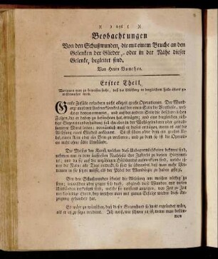 Beobachtungen Von den Schußwunden, die mit einem Bruche an den Gelenken der Glieder, oder in der Nähe dieser Gelenke, begleitet sind.